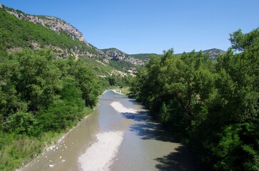 The river Eygues in the Baronnies in the South East of France, in Europe