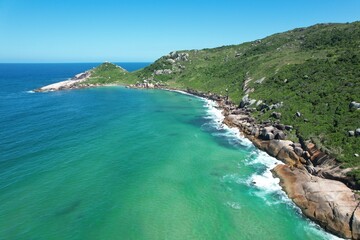 Aerial view of Gravata beach, at Florianopolis, Brazil