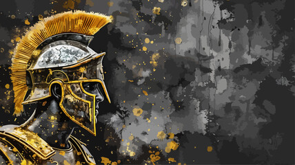 Spartaner Krieger Vektor Stoic Sparta Gladiator Hintergrund Schwarz Gold Alt Griechisch Textfeld - obrazy, fototapety, plakaty