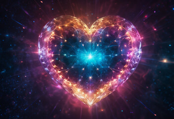 Abstract cosmic heart on a space background