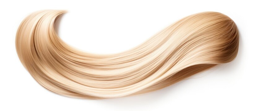 A close up of a swirl of blonde hair on a white background, resembling a natural material like wood. Could be used as a fashion accessory or as an ingredient in a cuisine dish at a peachthemed event