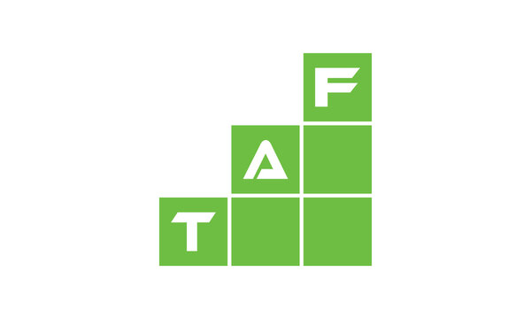 TAF initial letter financial logo design vector template. economics, growth, meter, range, profit, loan, graph, finance, benefits, economic, increase, arrow up, grade, grew up, topper, company, scale
