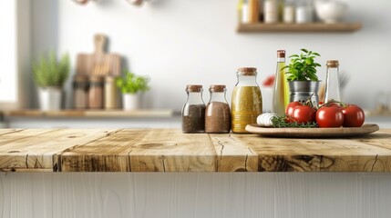 Fototapeta na wymiar Wooden platform in kitchen generative ai