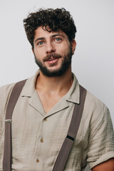 Fototapeta premium Man looking portrait person attractive young casual isolated expression face handsome confident adult caucasian background