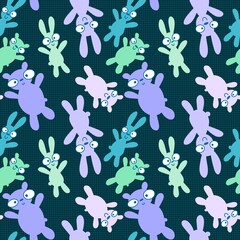 Cartoon animals doodle seamless bears and rabbit pattern for wrapping paper and fabrics and linens