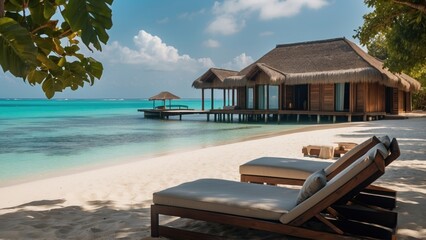 Sumptuous beachfront retreat on the idyllic shores of the Maldives, boasting unparalleled views of...