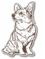 Fototapeta premium Corgi watchdog sitting with a vigilant stance.