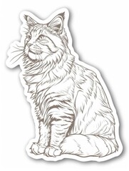 Cute and adorable Maine Coon sticker with a serene expression.