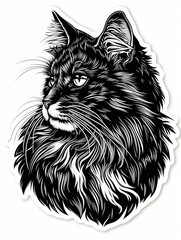 Obraz premium Attentive Maine Coon with whiskers sticker, reflecting the breed's attentive nature.