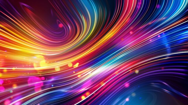 abstract background with colorful spectrum. Bright neon rays and glowing lines.