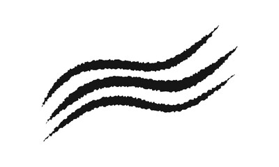 Scratch claw mark. Wild animals scratches track. Laceration ptint. Bear, wolf, tiger or lion, monster, dragon talons trace isolated on white background. Scary torn scars. Vector graphic illustration.