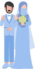 Muslim Wedding Couple Flat Illustration