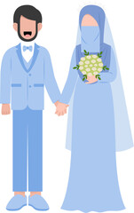 Muslim Wedding Couple Flat Illustration