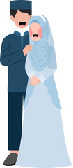 Muslim Wedding Couple Flat Illustration