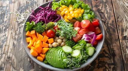 Colorful Vegetables in a Bowl, To inspire healthy eating and meal preparation through a visually appealing image of fresh vegetables