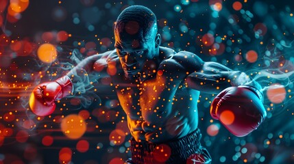 Dot Display Graphic of a Boxer in Motion, To inspire and motivate those in the sports and fitness...