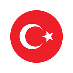 made in Turkey, round with turkish national flag colors, circle vector icon