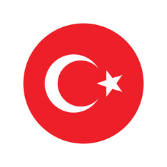 made in Turkey, round with turkish national flag colors, circle vector icon