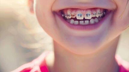 child's smile with braces generative ai
