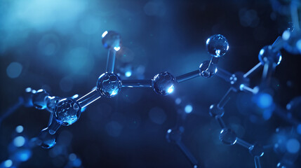 Molecular DNA structure abstract background. Molecule model, chemical formula. Medical, science and technology concept