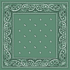 Vintage Jade Green Bandana Square Print