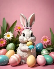 Obraz premium Easter bunny and easter eggs