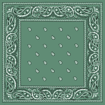 Vintage Jade Green Bandana Square Print