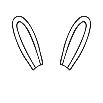 Vector hand drawn doodle sketch outline rabbit bunny ears isolated on white background