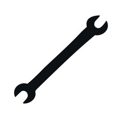 Vector hand drawn wrench silhouette isolated on white background