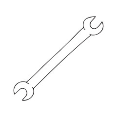 Vector hand drawn doodle sketch outline wrench isolated on white background
