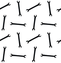 Vector seamless pattern of hand drawn wrench silhouette isolated on white background