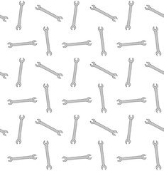 Vector seamless pattern of hand drawn doodle sketch colored wrench isolated on white background