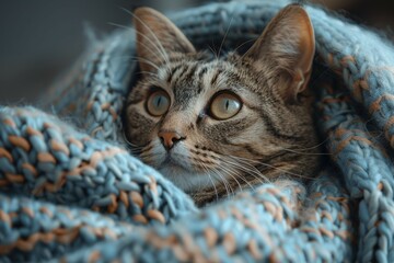 Cat Resting Under Blanket