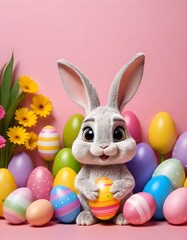 Easter bunny and easter eggs