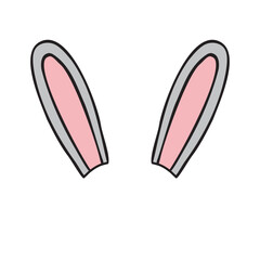 Vector hand drawn doodle sketch colored rabbit bunny ears isolated on white background