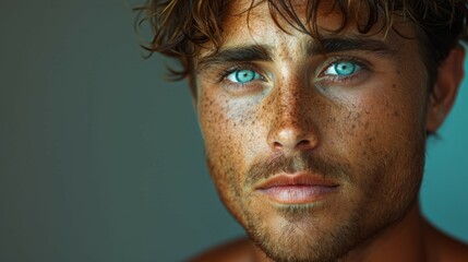 Portrait of a Man With Blue Eyes - obrazy, fototapety, plakaty