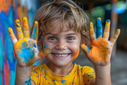 Little Girl With Painted Hands