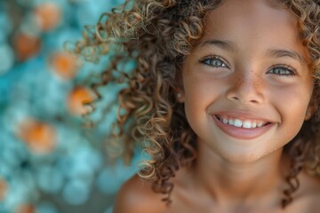 Curly-Haired Child Laughing