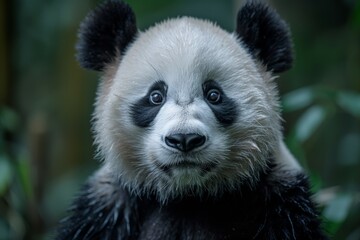 Close Up of Panda Bear With Trees