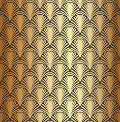 Gold Black Geometric Art Deco Pattern Design