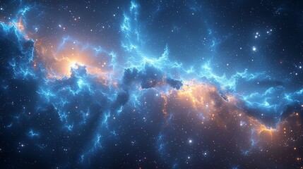 Blue and Yellow Star-Filled Space - obrazy, fototapety, plakaty