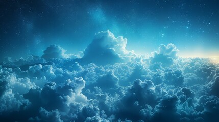 Fototapeta na wymiar Blue Sky Filled With Fluffy Clouds