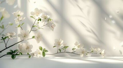 Branch of Flowering Tree With White Blossoms