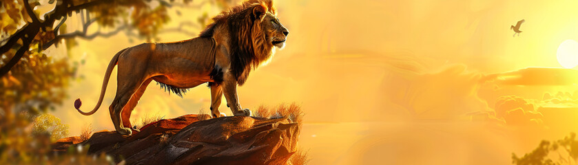 Lion in sun set
