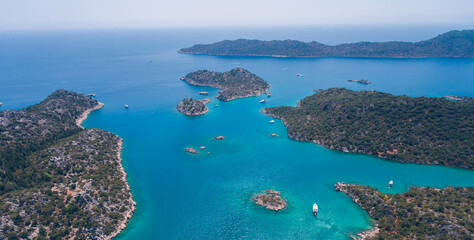 Aerial view of Kekova Bay with beautiful turquoise water. - Powered by Adobe