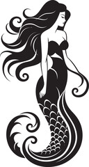 Aqua Aria Mermaid Vector Logo with Lustrous Beauty Luminous Lure Vector Logo Featuring a Captivating Mermaid