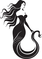 Sapphire Sonata Vector Logo with Enchanting Mermaid Tranquil Tidal Temptress Mermaid Vector Logo Perfection