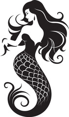 Cerulean Cascade Mermaid Vector Logo in Oceanic Bliss Nautical Nereid Vector Logo with Mermaid Majesty