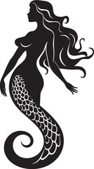 Neptunian Nymph Vector Logo Featuring a Graceful Mermaid Coral Charm Mermaid Vector Logo in Oceanic Elegance