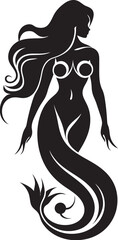 Aqua Allegro Vector Logo Featuring a Beautiful Mermaid Tranquil Tides Mermaid Vector Logo in Vector Bliss